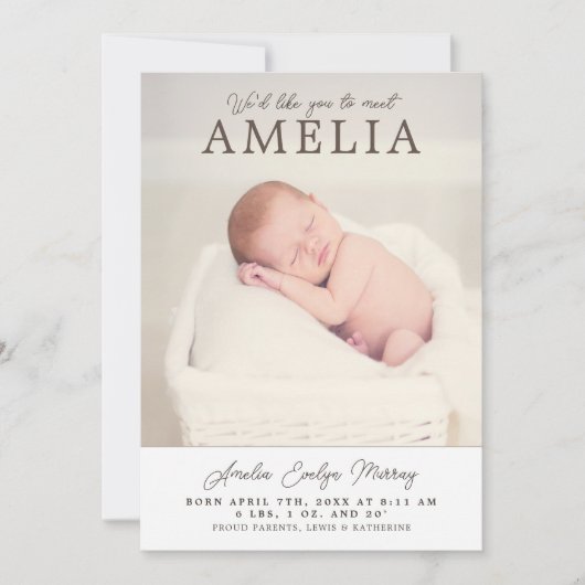 会議ベビー写真コラージュ生誕発表 案内状 (正面)