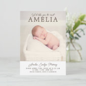 会議ベビー写真コラージュ生誕発表 案内状 (スタンド正面)