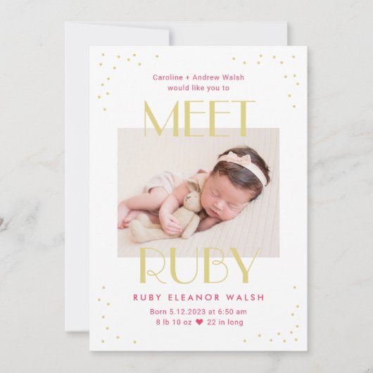 会議ベビー編集可能カラーベビー誕生発表 シーズンカード (正面)