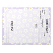 会議メモ/概要メモ帳 – デイジー ノートパッド (正面)