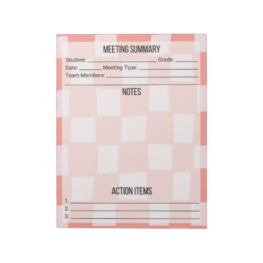 会議メモ/概要メモ帳 – 市松模様に ノートパッド (回転)