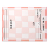 会議メモ/概要メモ帳 – 市松模様に ノートパッド (正面)