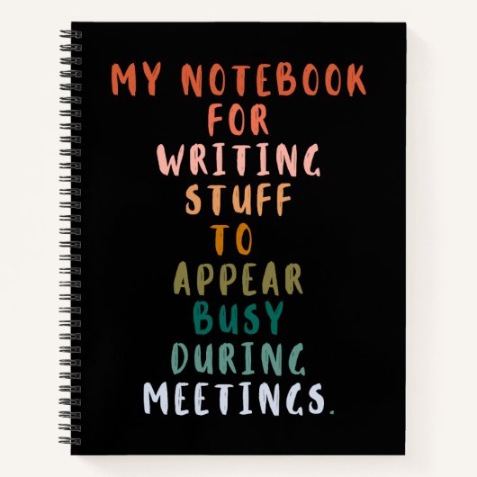 会議中に忙しいフリをするためのノート 面白いオフィス ノートブック (正面)