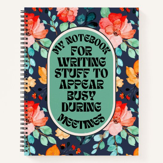 会議中の忙し物おもしろい ノートブック (正面)