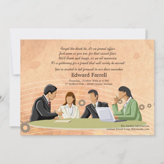 会議会議オフィス退職パーティー招待状 招待状 (正面)