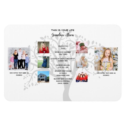 伝統おばあちゃんPHOTO COLLAGEライフストーリーキープサケ マグネット (横)