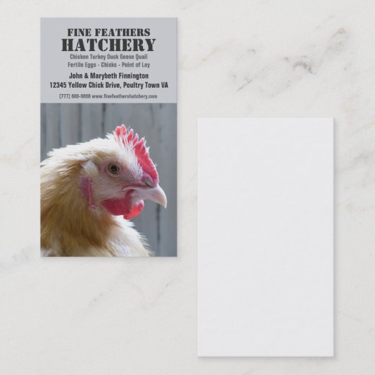 伝統のもみ革のOrpingtonの黄色い鶏 名刺 (正面/裏面)