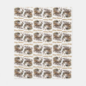 伝統のクラシック緑の金ゴールドクリスマストナカイ フリースブランケット (正面)