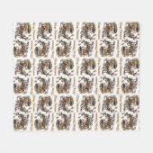 伝統のクラシック緑の金ゴールドクリスマストナカイ フリースブランケット (正面(横))