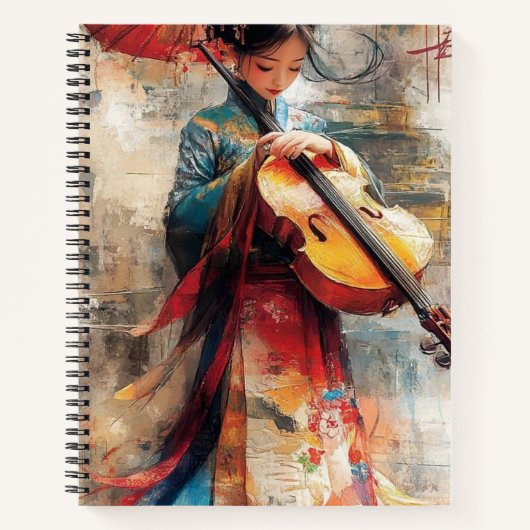 伝統のメロディ：アートと音楽の調和 ノートブック (正面)