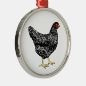 伝統の品種置く雌鶏-禁止されたプリマスロック メタルオーナメント (右)