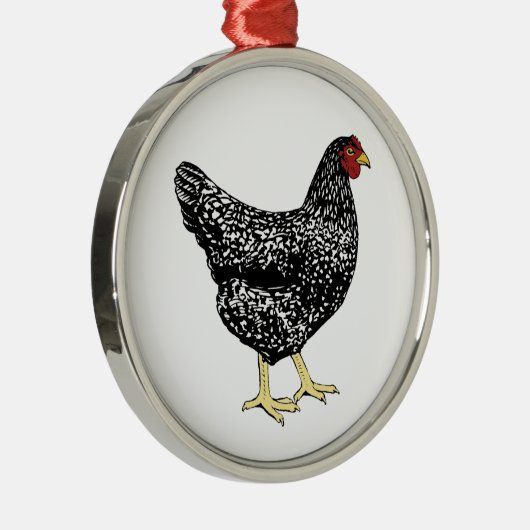 伝統の品種置く雌鶏-禁止されたプリマスロック メタルオーナメント (右)