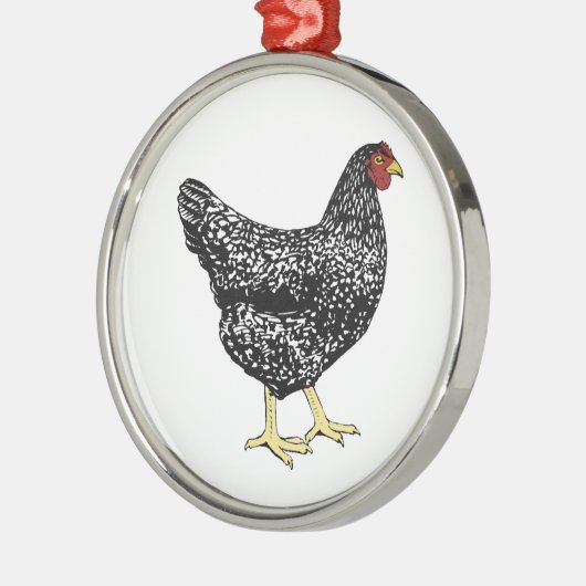 伝統の品種置く雌鶏-禁止されたプリマスロック メタルオーナメント (左)