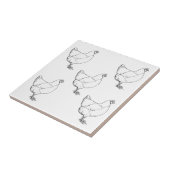 伝統の品種鶏の群- 5羽の雌鶏 タイル (側面)