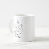 伝統の品種鶏-オンドリおよび雌鶏 コーヒーマグカップ (正面左)
