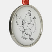 伝統の品種鶏-オンドリおよび雌鶏 メタルオーナメント (右)