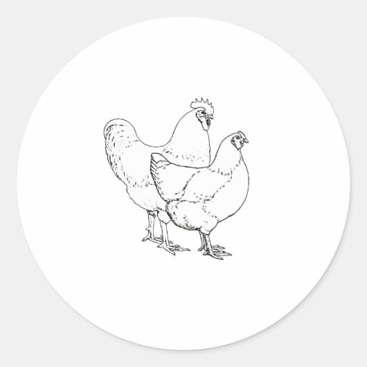伝統の品種鶏-オンドリおよび雌鶏 ラウンドシール (正面)