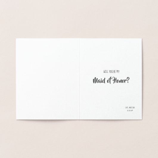 伝統の生きたおもしろい花嫁のメイドまたはメイド・オブ・オーナー（花嫁付き添い人） 箔カード (内部)