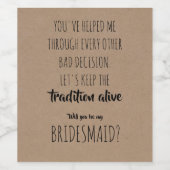 伝統を生き生きとおもしろい- Bridesmaid提案 ワインラベル (シングルラベル)