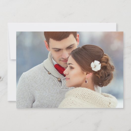 伝統エレガント赤フローラブーケ写真結婚の 招待状 (裏面)