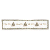 伝統クラシック緑と金ゴールドクリスマスツリー ショートテーブルランナー (横)