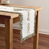 伝統クラシック緑と金ゴールドクリスマスツリー ショートテーブルランナー (インサイチュ)