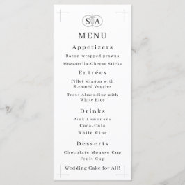 伝統クロスとリングや輪モノグラムの結婚ズ メニュー