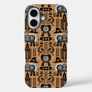 伝統トーテム – アフリカの部族動物パターン iPhone 16ケース