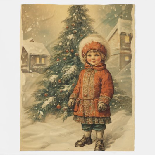 伝統ヒュース伝統的クリスマスブランケット フリースブランケット (正面)