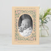 伝統フローラフレーム楕円フォト誕生 招待状 (スタンド正面)