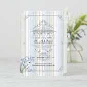 伝統ブルーベルズビーズブルーセージ結婚フローラ 招待状 (スタンド正面)