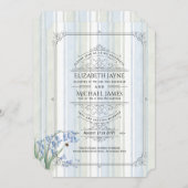 伝統ブルーベルズビーズブルーセージ結婚フローラ 招待状 (正面/裏面)