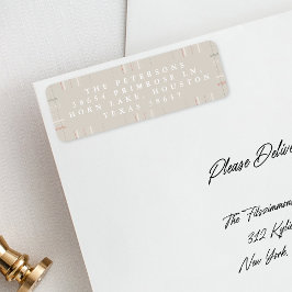 伝統プレイドコージーキャビン森林ベージュクリスマス ラベル