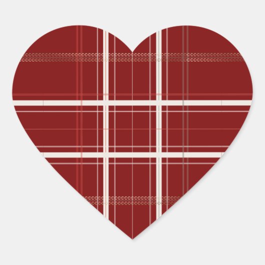 伝統プレイドコージーログキャビン暗赤色クリスマス ハートシール (正面)