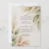 伝統ボタニカルウォーター色グリーンリーモダンウェッド 招待状 (裏面)