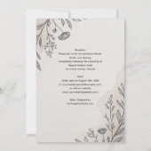 伝統ミニマルフローララインア素朴結婚ート 招待状 (裏面)