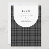 伝統モノクロモノクロ白黒タータンチェックプレイド 招待状 (裏面)