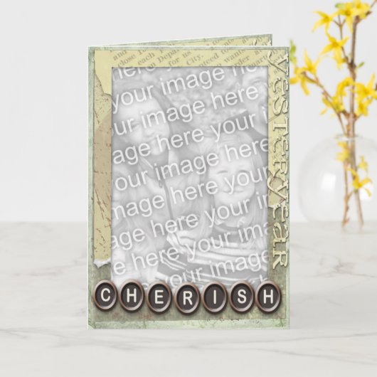 伝統写真のあいさつ文 カード (黄色い花)