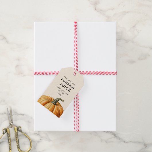 伝統的かぼちゃジュース食品の瓶ラベル ギフトタグ (より糸付き)