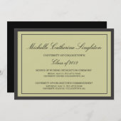 伝統的でフォーマルな大学卒業のイベント 案内状 (正面/裏面)