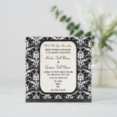 伝統的でフォーマルな白黒ダマスク織の結婚式 招待状 (スタンド正面)