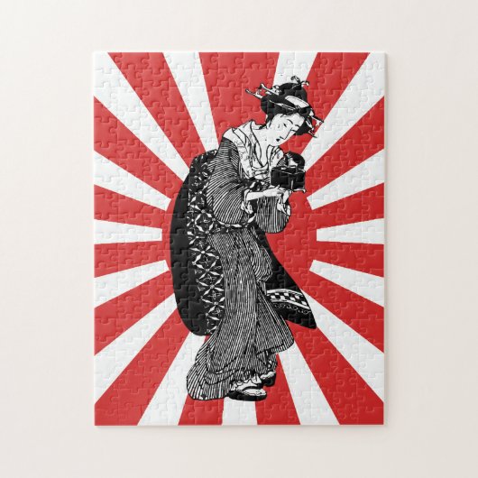 伝統的で日本のな浮世絵の女性 ジグソーパズル (縦)