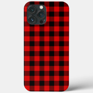 伝統的で赤い黒いバッファローの点検の格子縞パターン iPhone 13 PRO MAXケース