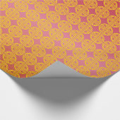 伝統的で赤く黄色く中国のな長寿のモチーフ ラッピングペーパー (角)