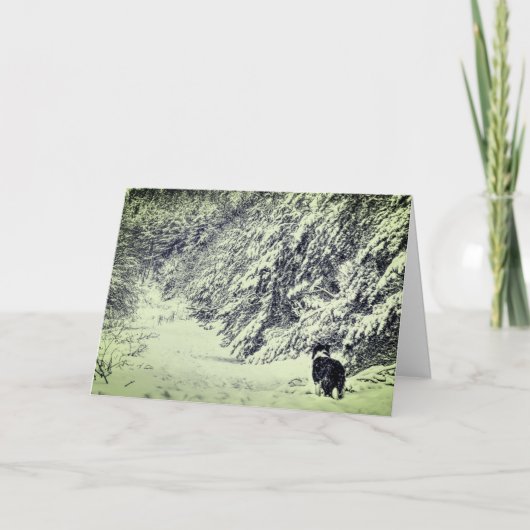 伝統的で雪が多いクリスマスカード シーズンカード (正面)