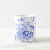 伝統的で青い白い花の中国パターンマグ コーヒーマグカップ (中央)