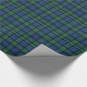 伝統的で黒い腕時計のタータンチェック格子縞 ラッピングペーパー (角)