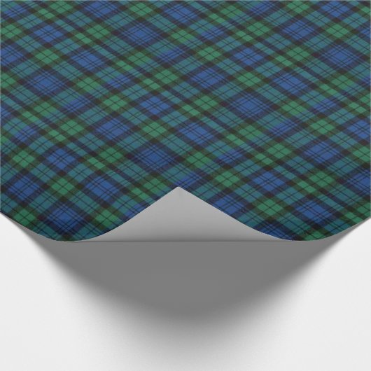 伝統的で黒い腕時計のタータンチェック格子縞 ラッピングペーパー (角)