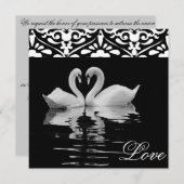 伝統的で黒い&Whiteの白鳥の結婚式招待状 招待状 (正面/裏面)