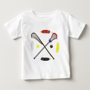 伝統的で、モダンなラクロスの棒 ベビーTシャツ
